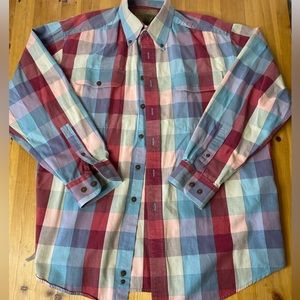 Duck Head Expedition Plaid Long Sleeve Button Down Collar Mens Large Shirt